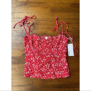 Reformation Malta top in red floral size 4